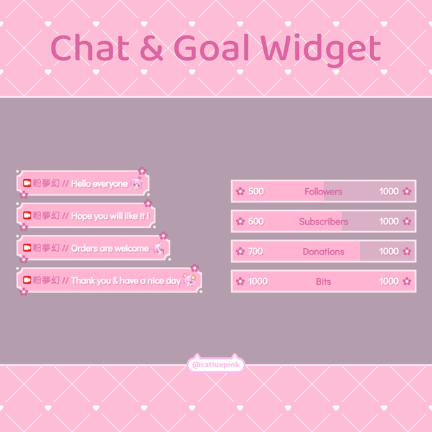 【配信】Pink flower - Chat and Goal Widget for Stream | Twitch/Facebook