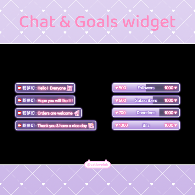 【配信】Neon pink purple - Chat and Goals Widget for Stream | Twitch/Facebook