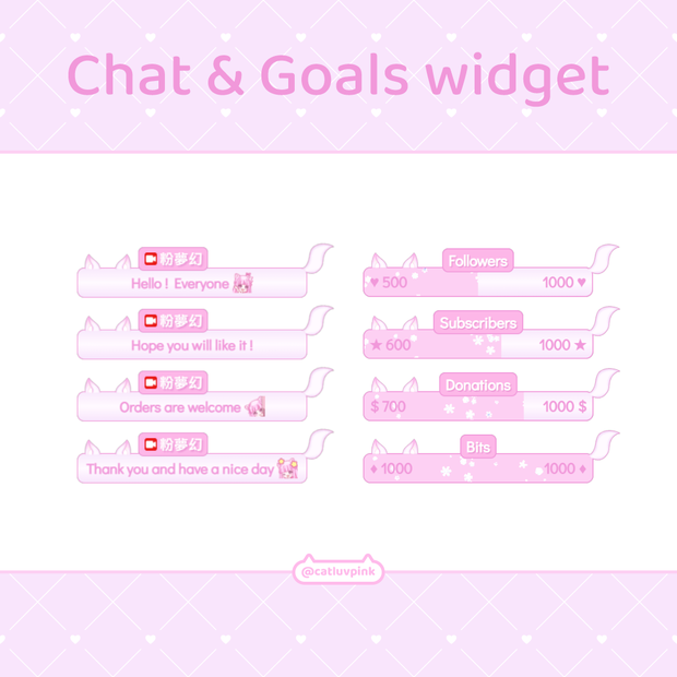 【配信】Pink fox - Chat and Goals Widget for Stream | Twitch/Facebook