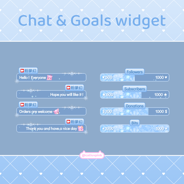 【配信】Snowflake - Chat and Goals Widget for Stream | Twitch/Facebook