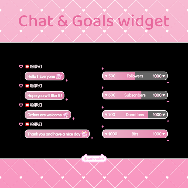 【配信】Flash pink heart - Chat and Goals Widget for Stream | Twitch/Facebook