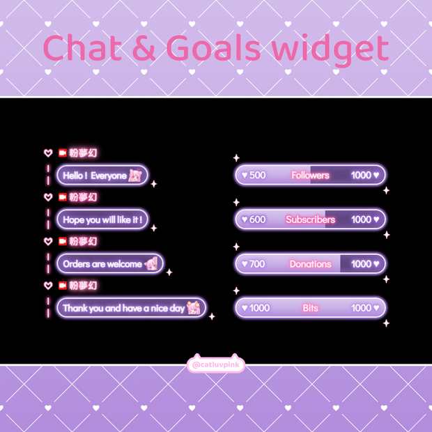 【配信】【配信】Neon rotat heart - Chat and Goals Widget for Stream | Twitch/Facebook