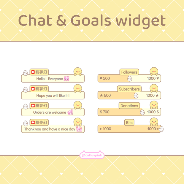 【配信】Chick egg - Chat and Goals Widget for Stream | Twitch/Facebook