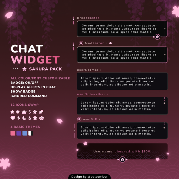 Glow Sakura | 【Twitch】・配信者向けカスタムCSS | StreamElement対応