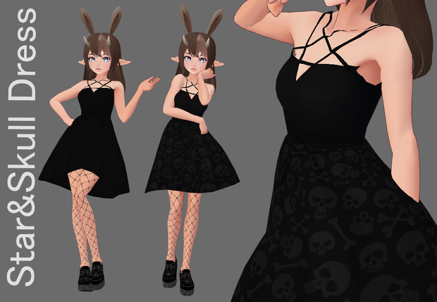 [FREE VROID TEXTURE] Star and Skull Dress