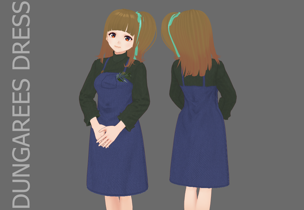 [FREE VROID TEXTURE] Leaf overalls dress