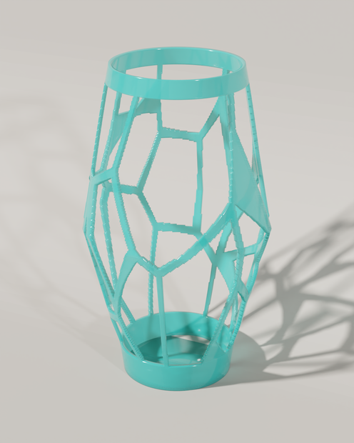 ボロノイパターン花瓶｜幾何学ラティス造形 3Dプリントデータ
