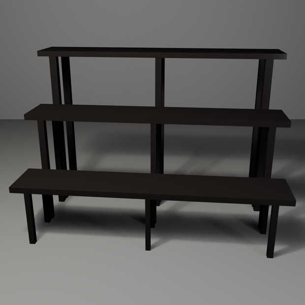 盆栽棚 黒漆｜VRChat向け和風3D置物・8サイズ入り【軽量・Quest対応／ワールド装飾】