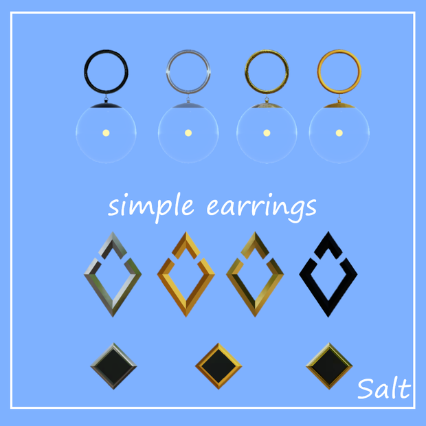 無料 シンプルピアス 3種【VRChat想定】