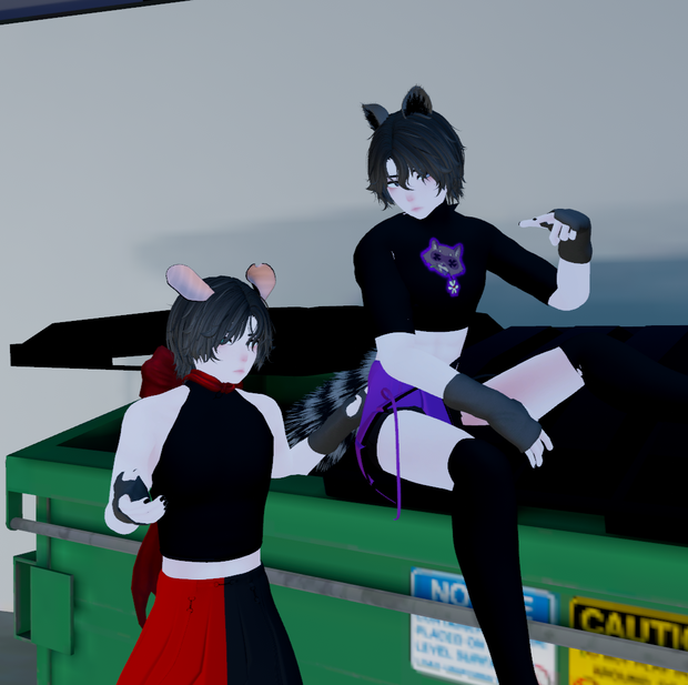 Femboy dumpster friends Jackie the Raccoon and Liam the Mouse