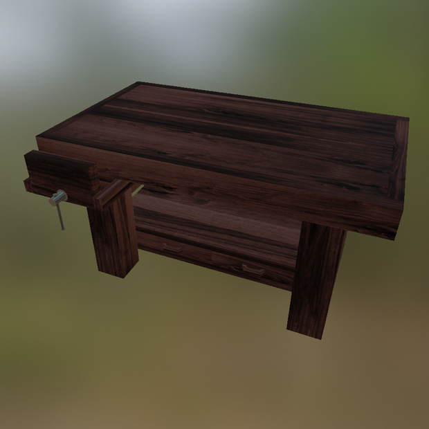 Workbench Leatherworking Woodworking Blacksmith Wood Iron Furniture Old Medieval 3D Blender FBX VRCHAT PROP