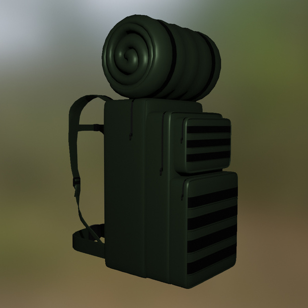 Military Backpack Equipment Zipper Sleeping Bag Survival Camping 3D Blender FBX VRCHAT PROP