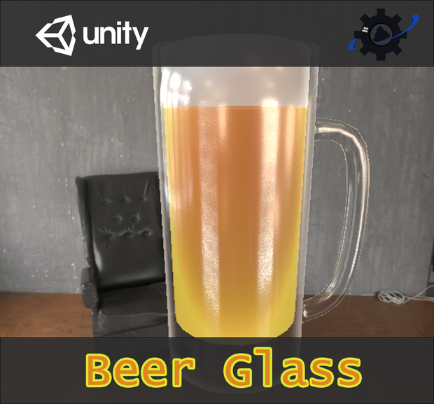 【Unity, VRC向け 3Dモデル】【量変更可能】ビールグラス & ビール