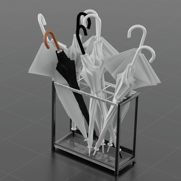 【3Dアセット】乱雑な傘立て【背景素材】