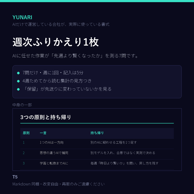 週次ふりかえり1枚｜AIに任せた作業が「先週より賢くなったか」を測る7問