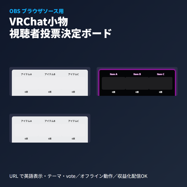 VRChat小物投票決定ボード｜OBSブラウザソース