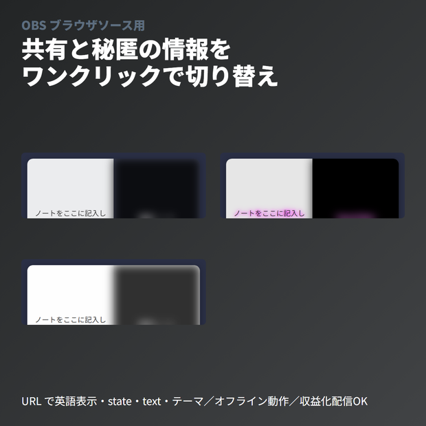 TRPGセッション用「情報開閉」ぼかし切り替え板｜OBSブラウザソース