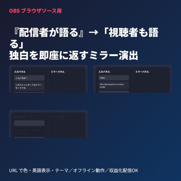 「ミラー演出」チャット返却ボード｜独白用