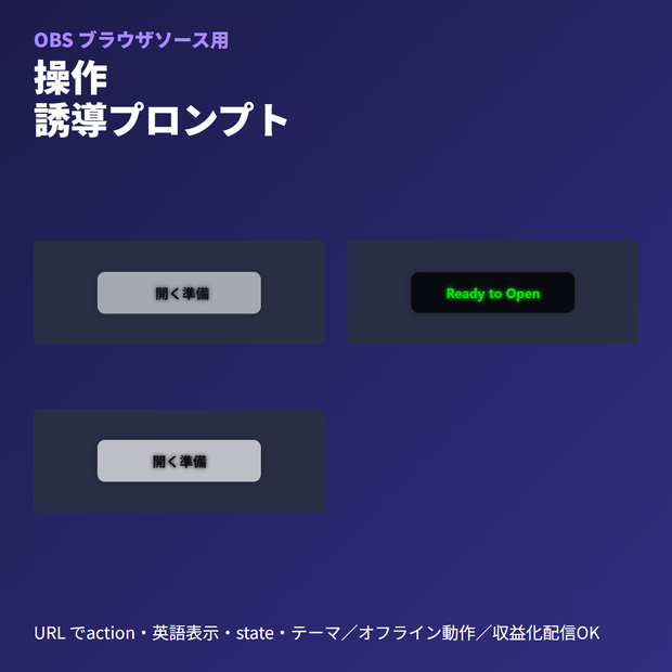 VRCギミック操作プロンプト｜OBSブラウザソース