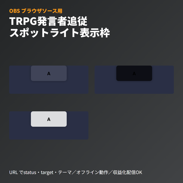 TRPG発言者追従｜スポットライト表示枠｜OBSブラウザソース