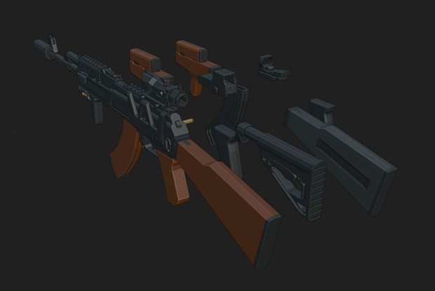 AK-47　ローポリゴン3Dモデル