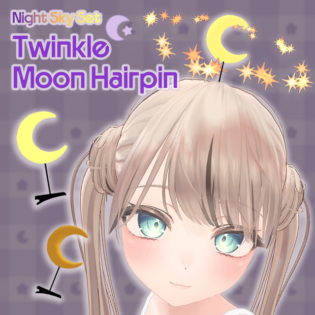 【無料】夜空セット① きらきら月ピン / Twinkle Moon Hairpin🌙 