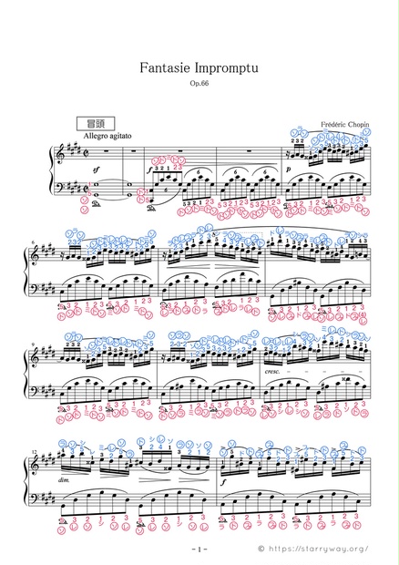 幻想即興曲 Op 66 ドレミ楽譜 全指番号楽譜 Starryway Booth