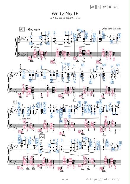 ワルツ 第15番（ドレミ楽譜・全指番号楽譜） - PiaDOOR - BOOTH