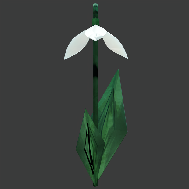 Crystal Snowdrop | ローポリ幻想植物3Dモデル