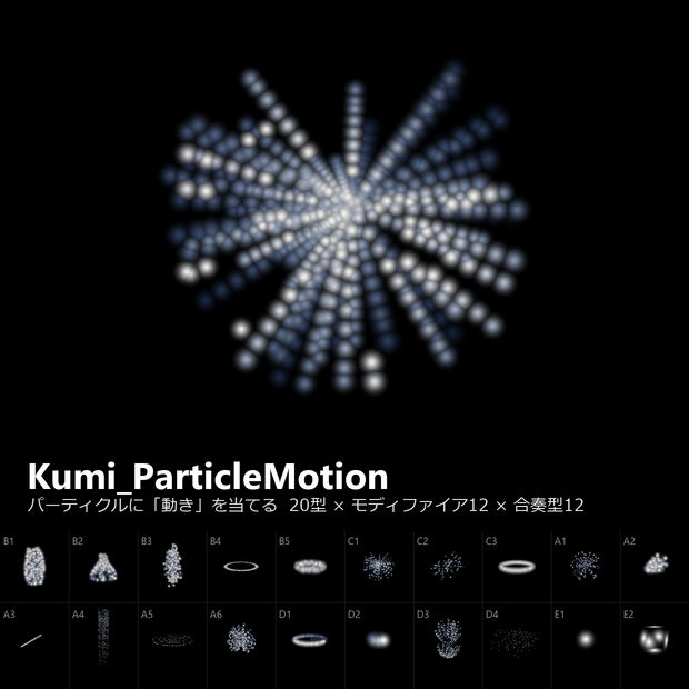 【販売記念&9/1誕生日セール1,000円 9/6まで】パーティクルの「動きの型」ジェネレータ Kumi_ParticleMotion