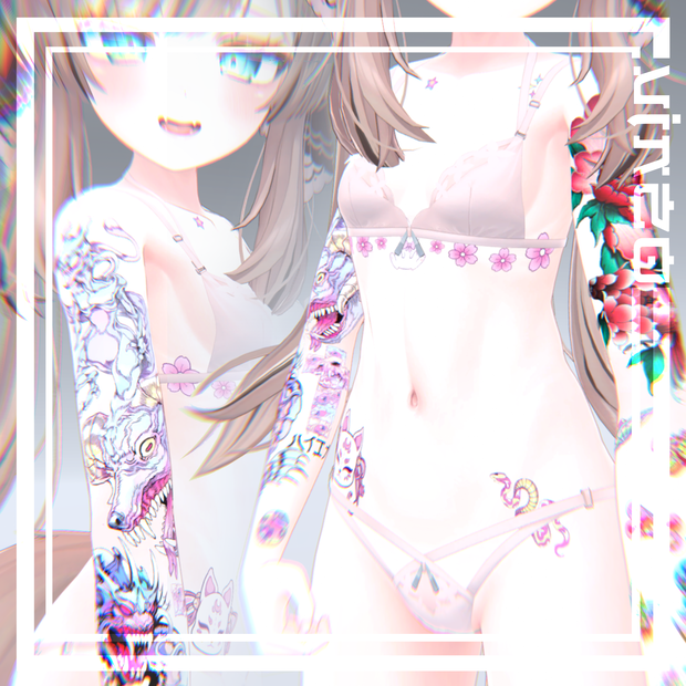 可愛い Cute Tattoos 入れ墨 *テクスチャ* モデル「マヌカ」/HD