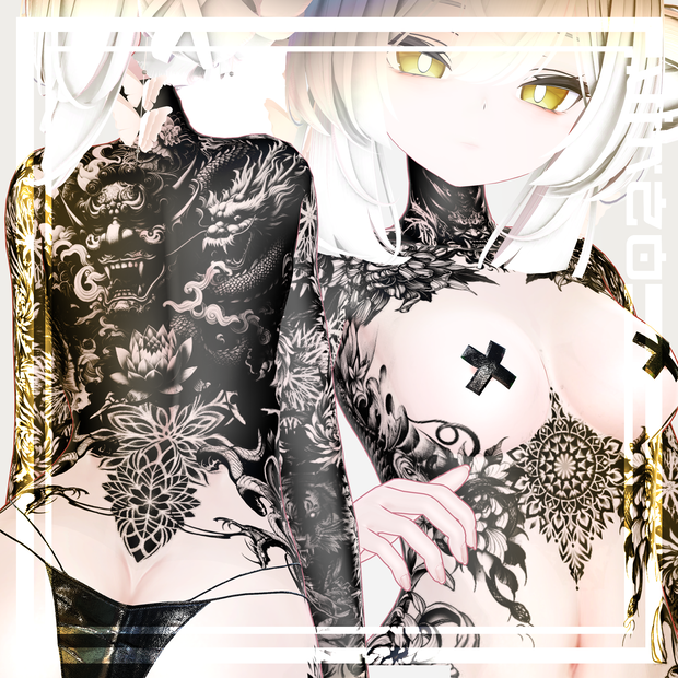 ルルネ‏【Oni Tattoos】Rurune 4k Textures 入れ墨 *テクスチャ* /HD