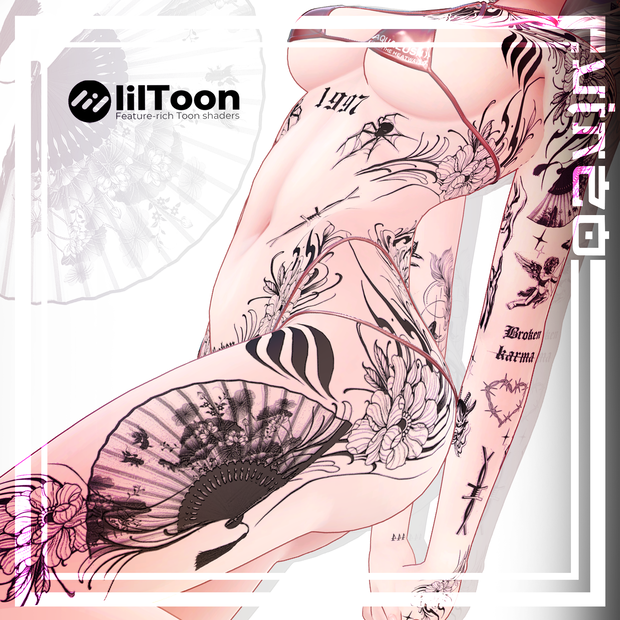 『扇子_Sensu Tattoos』 25 avatars 入れ墨 *テクスチャ* /HD 4k Textures