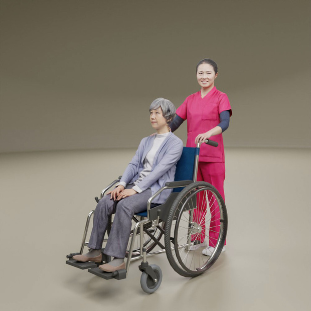3D介護セット  人物素材ポーズド 