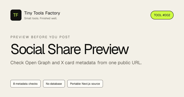Social Share Preview｜SNS共有前のOGP・Xカード8項目チェックツール（Next.jsソースコード）