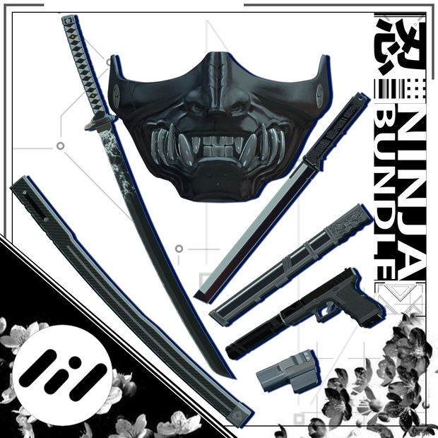 【VRC想定武器セット】近未来忍者バンドル【+ギミック】