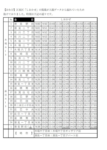 入稿漏れ】しおかぜ時刻表 - circulation-bus - BOOTH