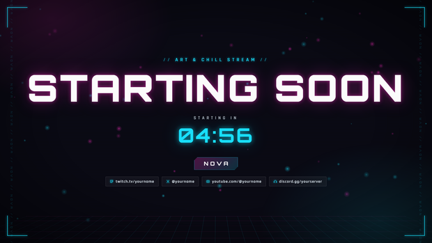 【OBS対応】NEON PULSE ─ サイバーネオン配信素材5点セット＋設定ツール（スタート画面・休憩・終了・カメラ枠・テロップ）