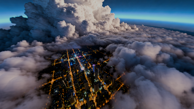 【360° Skybox】Cyber Chill Lounge Space - 2K Panoramic HDRI | サイバー・空中チル空間