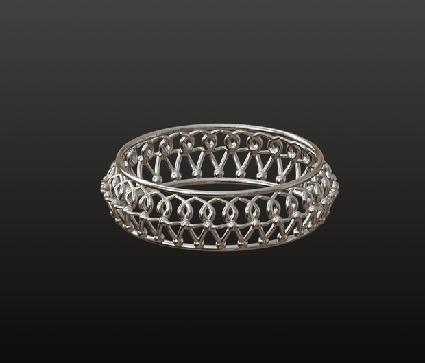 パターンレース風・細身リング　3Dデータ（OBJ/STL）