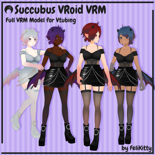 VRoid VRM -- Premade VTuber -- Succubus Model -- サキュバスモデル
