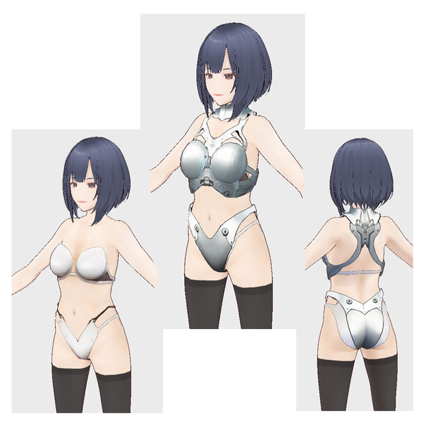 サイバーボディスーツ　金属風２（ボディスーツ＋プロテクター）