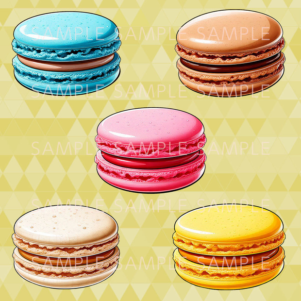 【透過PNG素材】マカロン5種類【ばら売り】