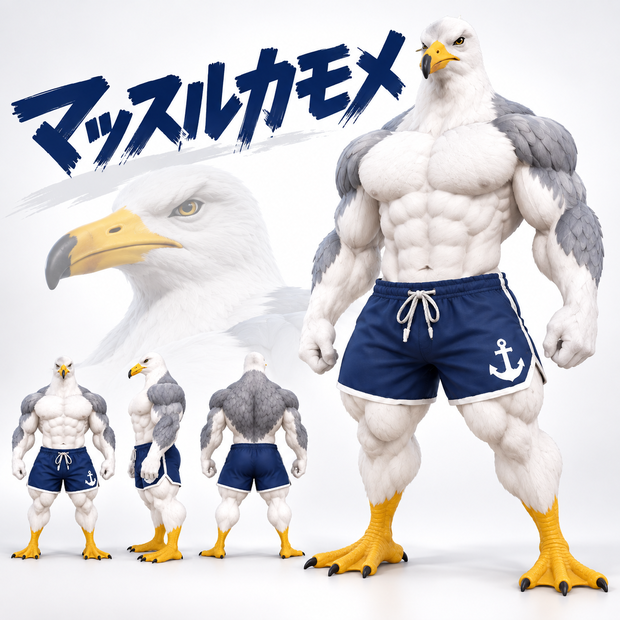 マッスルカモメ / MUSCLE SEAGULL【VRM / cluster対応】