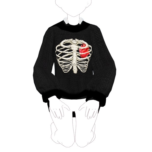 Emo Ribcage Print Sweater Rigged