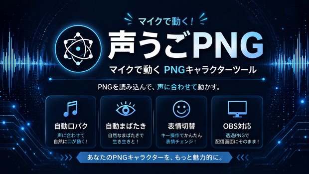 【PNGTuber・OBS対応】声うごPNG｜マイク連動・あいうえお5母音口パク・自動まばたき対応【Windows】