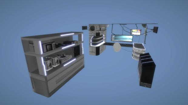 3Dモデル「-サイバーパンクなPCデスク-」