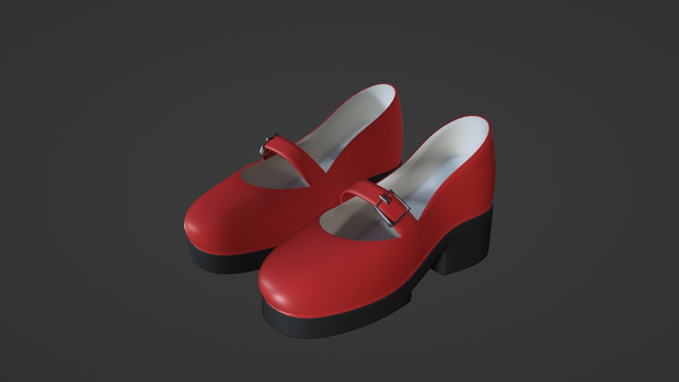 【ハイポリver.】チャンキーヒール 赤/chunky_heel RED