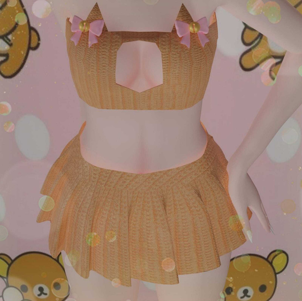 かわいいオレンジ色のペットOrange Pet Cute Set Vrc 