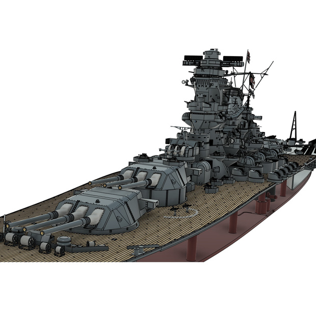 1/350 戦艦 大和 の作成途中のヤツｗｗの STLファイル　その２